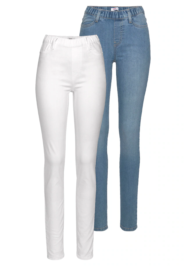 Flashlights Jeansjeggings Packung, 2er-Pack, enge Passform, Röhrenjeans, Used-Look-Waschung, hohe Leibhöhe