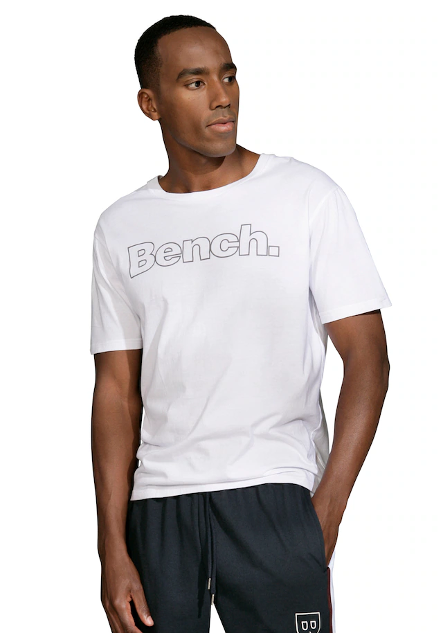 Bench. Loungewear T-Shirt 2 Stk. Shirt mit Logoprint, Basicshirt mit Rundhals aus reiner Baumwolle