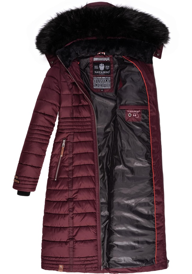 Navahoo Wintermantel »Umay« langer Damen Winter Steppmantel mit Kunstfellkapuze