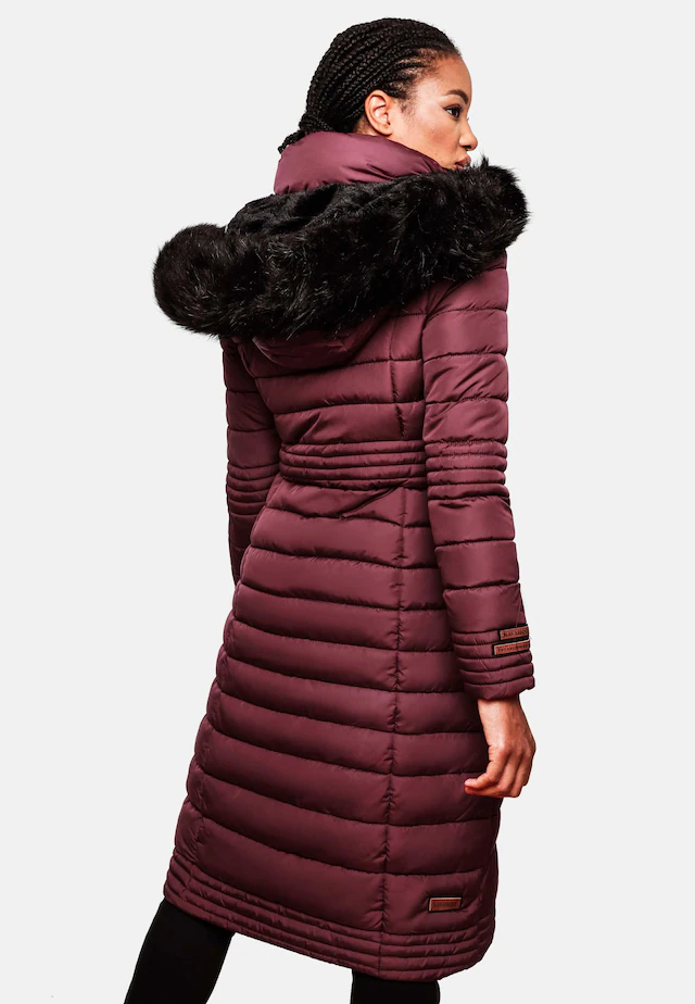 Navahoo Wintermantel »Umay« langer Damen Winter Steppmantel mit Kunstfellkapuze