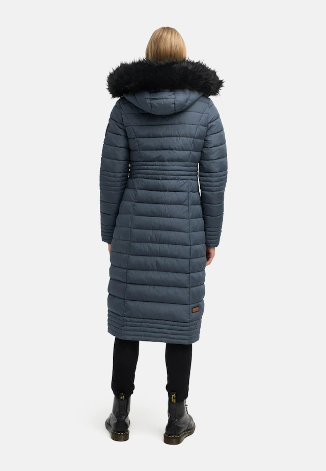 Navahoo Wintermantel »Umay« langer Damen Winter Steppmantel mit Kunstfellkapuze