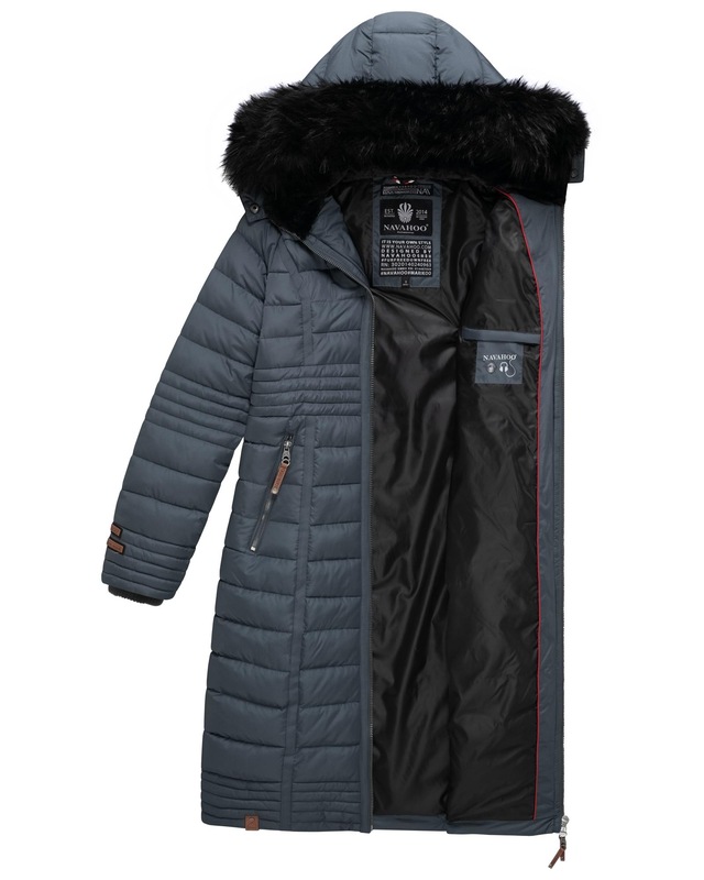 Navahoo Wintermantel »Umay« langer Damen Winter Steppmantel mit Kunstfellkapuze