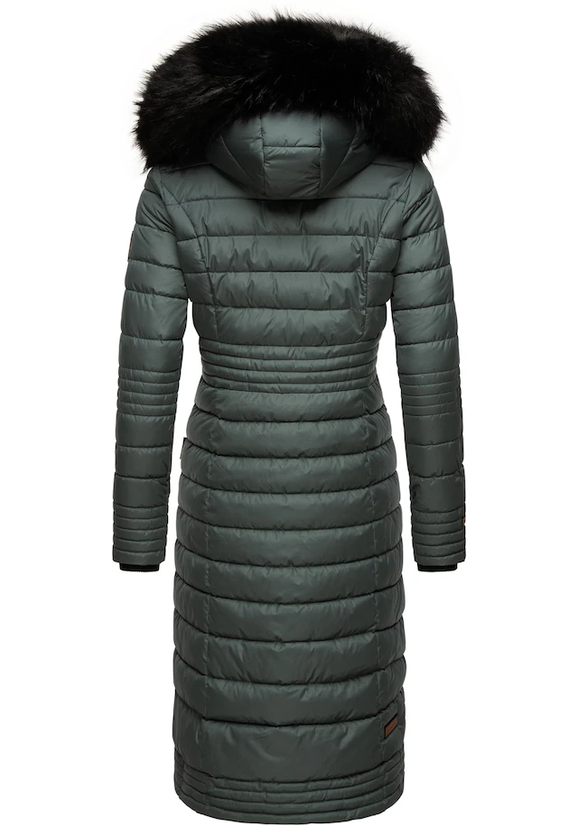 Navahoo Wintermantel »Umay« langer Damen Winter Steppmantel mit Kunstfellkapuze