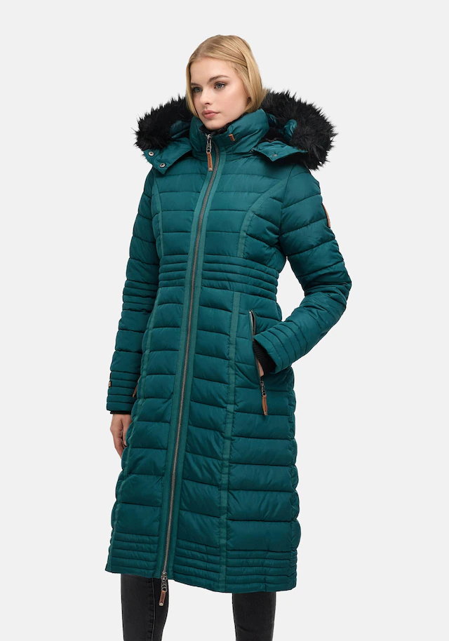 Navahoo Wintermantel »Umay« langer Damen Winter Steppmantel mit Kunstfellkapuze