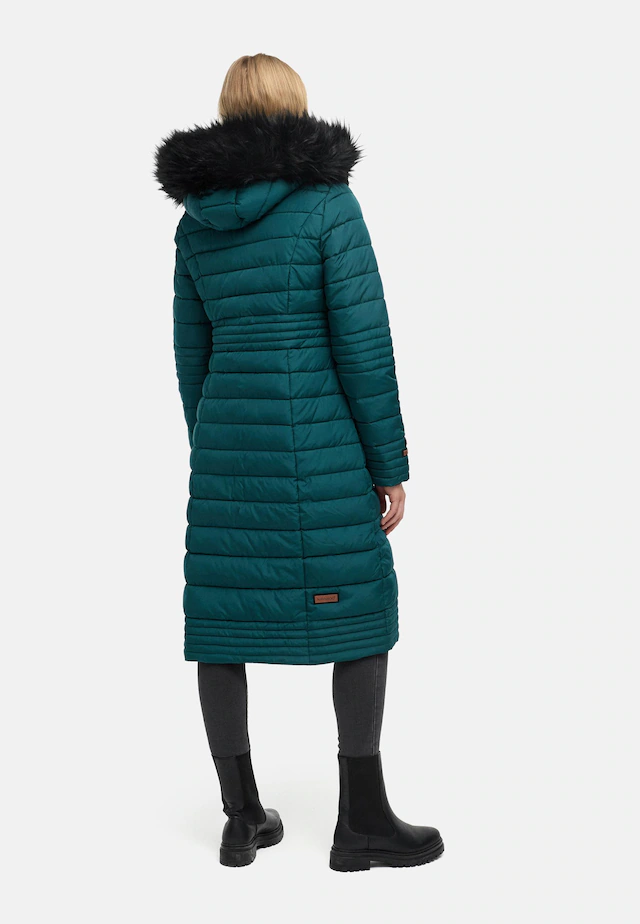 Navahoo Wintermantel »Umay« langer Damen Winter Steppmantel mit Kunstfellkapuze