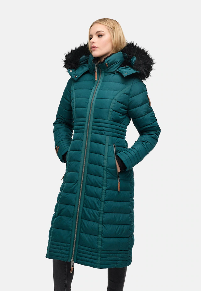 Navahoo Wintermantel »Umay« langer Damen Winter Steppmantel mit Kunstfellkapuze