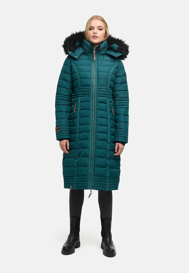 Navahoo Wintermantel »Umay« langer Damen Winter Steppmantel mit Kunstfellkapuze