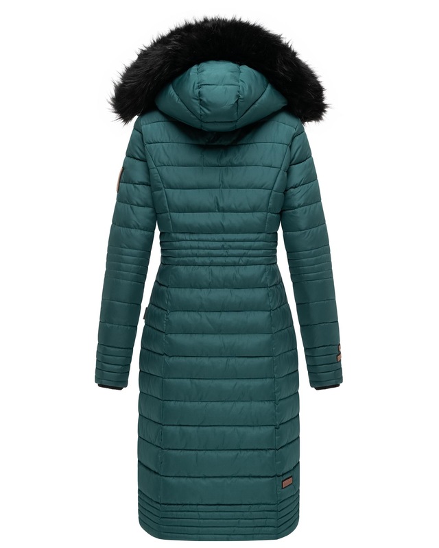 Navahoo Wintermantel »Umay« langer Damen Winter Steppmantel mit Kunstfellkapuze