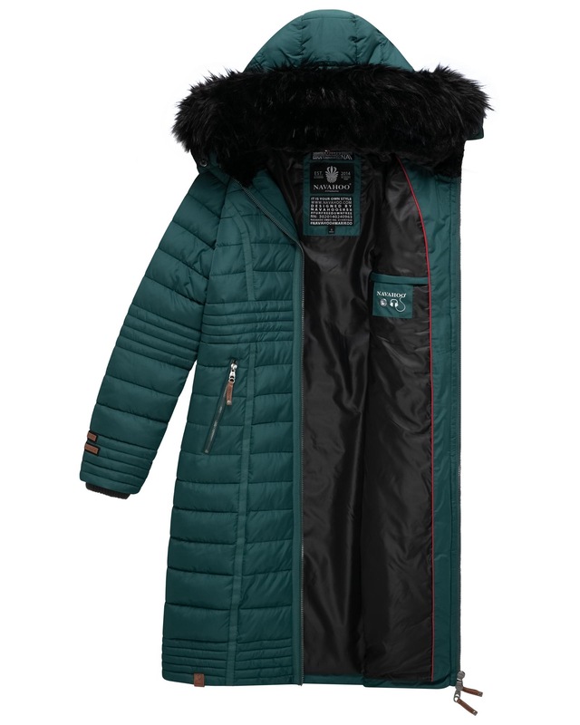 Navahoo Wintermantel »Umay« langer Damen Winter Steppmantel mit Kunstfellkapuze