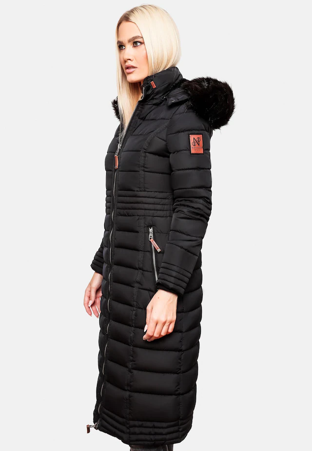Navahoo Wintermantel »Umay« langer Damen Winter Steppmantel mit Kunstfellkapuze
