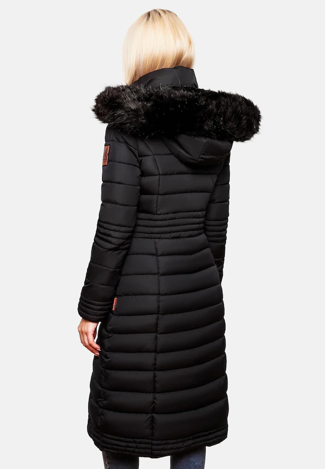 Navahoo Wintermantel »Umay« langer Damen Winter Steppmantel mit Kunstfellkapuze