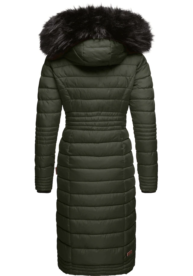 Navahoo Wintermantel »Umay« langer Damen Winter Steppmantel mit Kunstfellkapuze