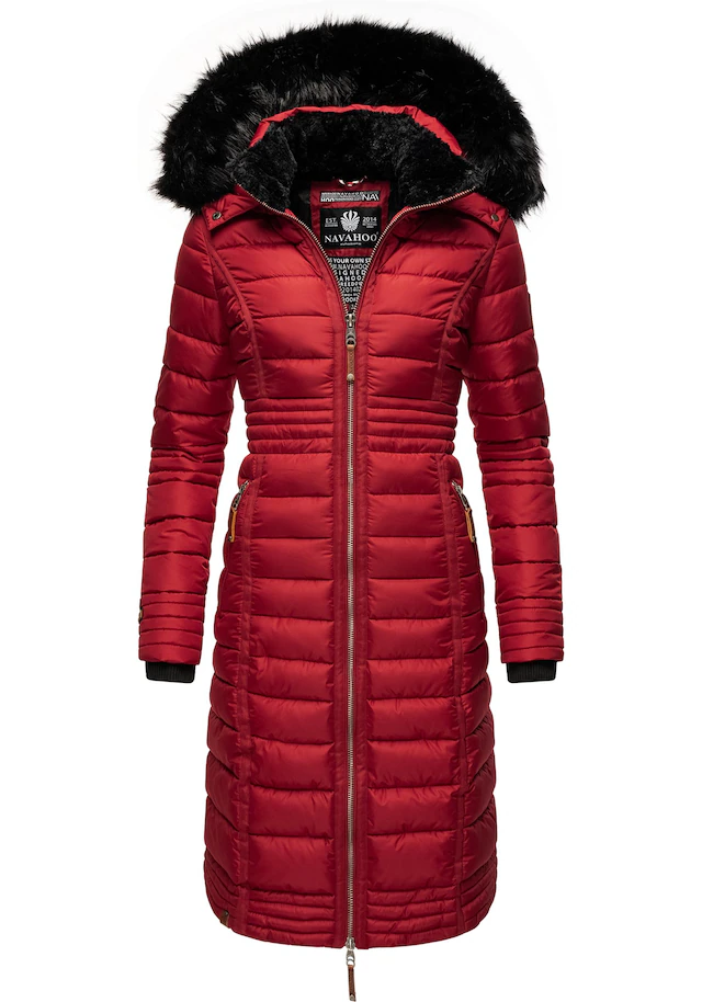Navahoo Wintermantel »Umay« langer Damen Winter Steppmantel mit Kunstfellkapuze