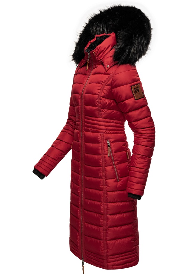 Navahoo Wintermantel »Umay« langer Damen Winter Steppmantel mit Kunstfellkapuze