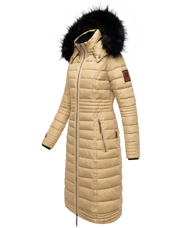 Navahoo Wintermantel »Umay« langer Damen Winter Steppmantel mit Kunstfellkapuze