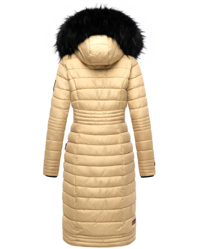 Navahoo Wintermantel »Umay« langer Damen Winter Steppmantel mit Kunstfellkapuze