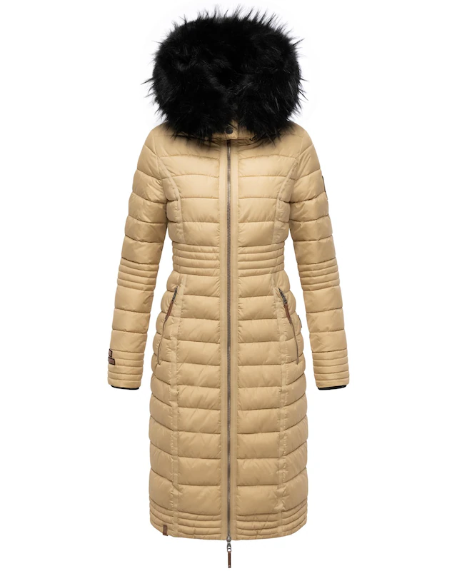 Navahoo Wintermantel »Umay« langer Damen Winter Steppmantel mit Kunstfellkapuze