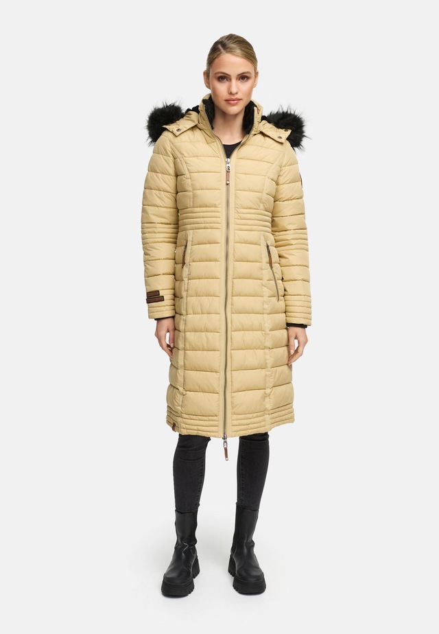 Navahoo Wintermantel »Umay« langer Damen Winter Steppmantel mit Kunstfellkapuze