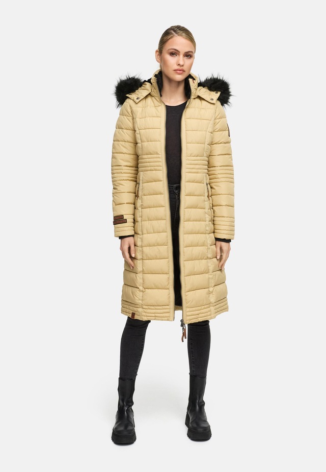 Navahoo Wintermantel »Umay« langer Damen Winter Steppmantel mit Kunstfellkapuze
