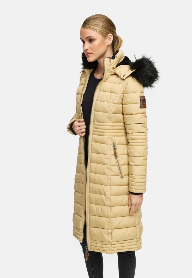 Navahoo Wintermantel »Umay« langer Damen Winter Steppmantel mit Kunstfellkapuze