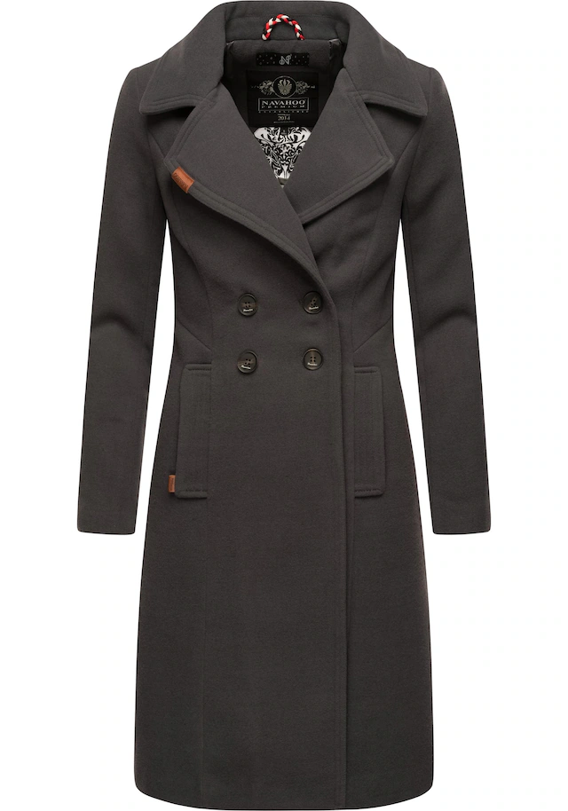 Navahoo Wintermantel »Wooly« edler Damen Trenchcoat in Wollmantel-Optik