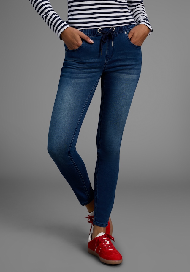 Arizona Stretch-Jeans weites Bein, normale Leibhöhe, knöchellang, mit Used-Waschung