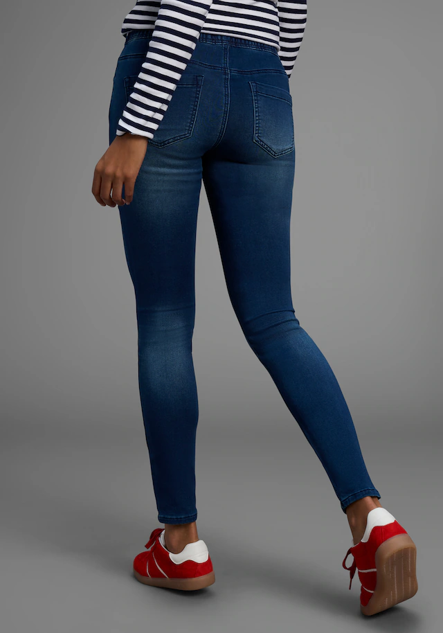 Arizona Stretch-Jeans weites Bein, normale Leibhöhe, knöchellang, mit Used-Waschung