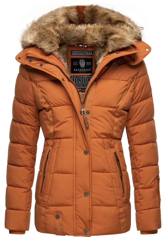 Marikoo Winterjacke »Nekoo« mit Kapuze stylische Damen Steppjacke mit großer Kapuze