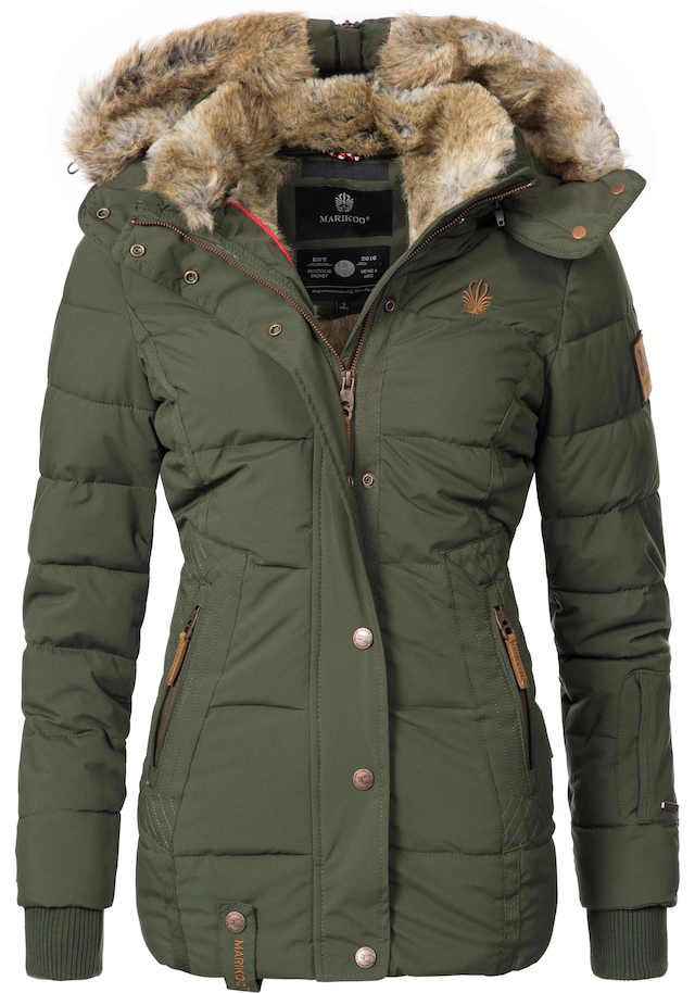 Marikoo Winterjacke »Nekoo« mit Kapuze stylische Damen Steppjacke mit großer Kapuze