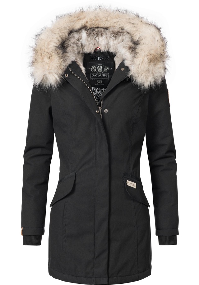 Navahoo Wintermantel »Cristal« stylischer Damen Winterparka mit Kunstfell-Kapuze