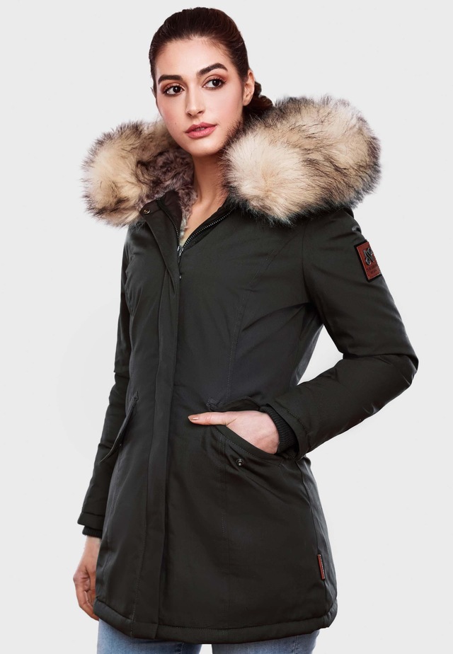 Navahoo Wintermantel »Cristal« stylischer Damen Winterparka mit Kunstfell-Kapuze