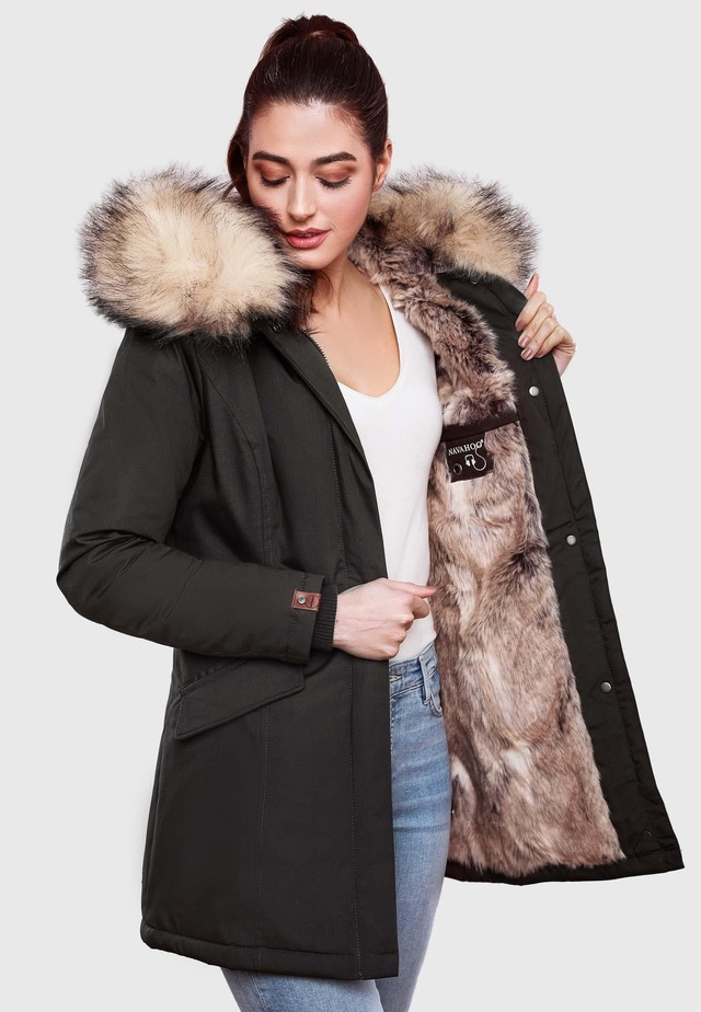 Navahoo Wintermantel »Cristal« stylischer Damen Winterparka mit Kunstfell-Kapuze
