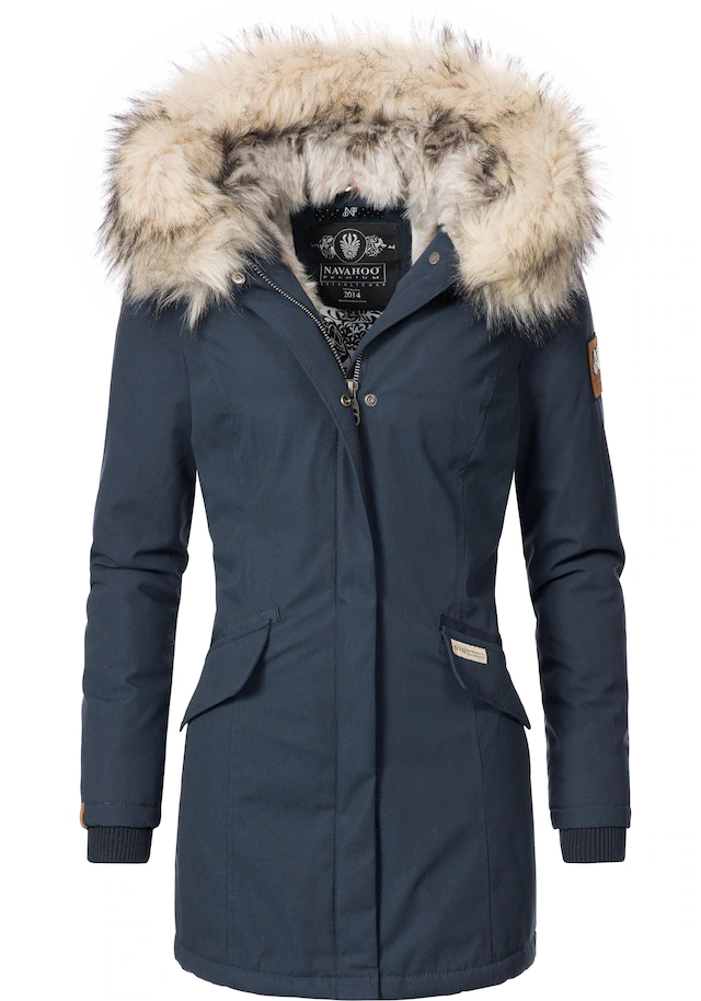Navahoo Wintermantel »Cristal« stylischer Damen Winterparka mit Kunstfell-Kapuze