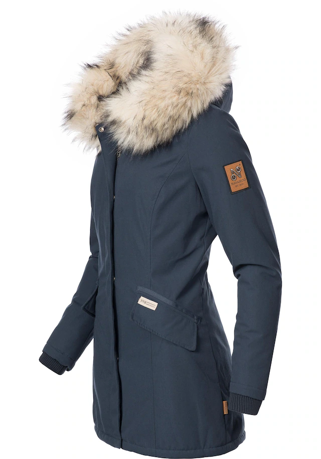 Navahoo Wintermantel »Cristal« stylischer Damen Winterparka mit Kunstfell-Kapuze