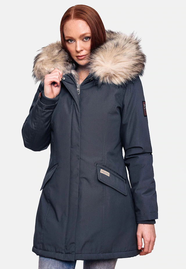 Navahoo Wintermantel »Cristal« stylischer Damen Winterparka mit Kunstfell-Kapuze