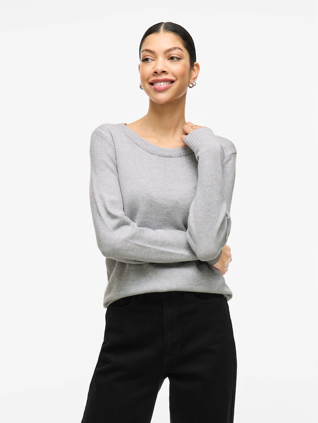 Vila Rundhalspullover »VIRIL-O-PULLI« Feinstrick mit feinen Strickdetails