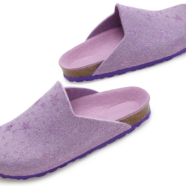 Vivance Dreams by Lascana Hausschuh »Pantolette, Clog, Pantoffel,« aus Filz mit wärmenden Korkfußbett & Sternenprint