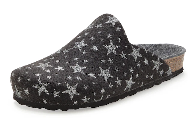 Vivance Dreams by Lascana Hausschuh »Pantolette, Clog, Pantoffel,« aus Filz mit wärmenden Korkfußbett & Sternenprint