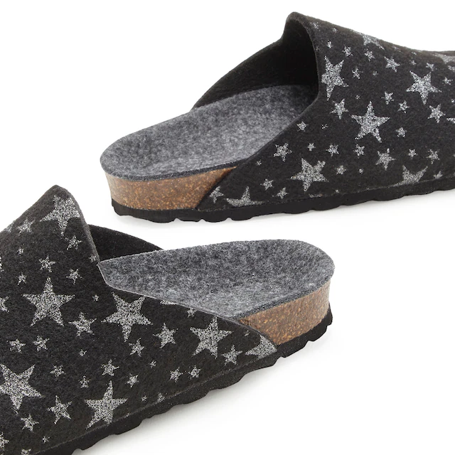 Vivance Dreams by Lascana Hausschuh »Pantolette, Clog, Pantoffel,« aus Filz mit wärmenden Korkfußbett & Sternenprint
