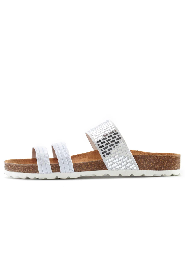 LASCANA Pantolette »Mule, Sandale, offener Schuh, Sommerschuh,« mit Komfortkorkfußbett aus Leder und elastischen Riemchen
