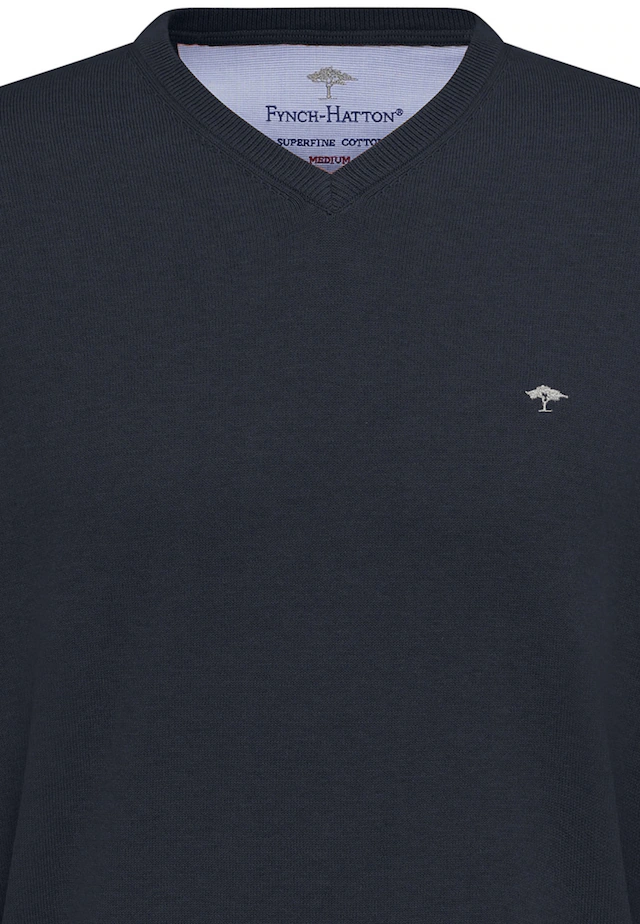 FYNCH-HATTON Strickpullover »FYNCH-HATTON Pullover mit V-Kragen« aus Baumwolle, mit V-Ausschnitt, bequeme Passform