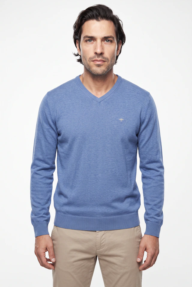 FYNCH-HATTON Strickpullover »FYNCH-HATTON Pullover mit V-Kragen« aus Baumwolle, mit V-Ausschnitt, bequeme Passform
