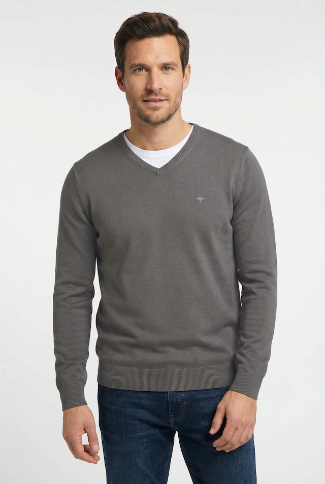 FYNCH-HATTON Strickpullover »FYNCH-HATTON Pullover mit V-Kragen« aus Baumwolle, mit V-Ausschnitt, bequeme Passform