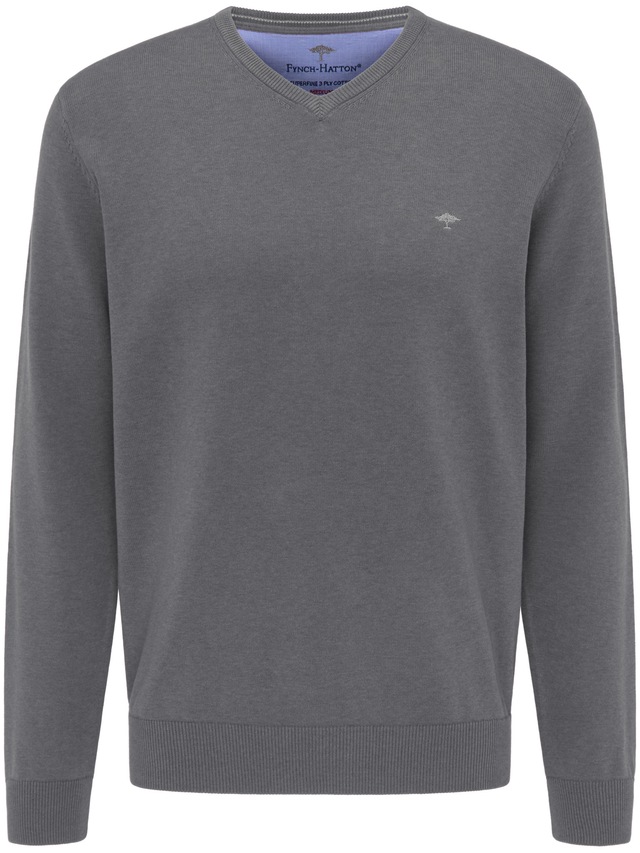 FYNCH-HATTON Strickpullover »FYNCH-HATTON Pullover mit V-Kragen« aus Baumwolle, mit V-Ausschnitt, bequeme Passform
