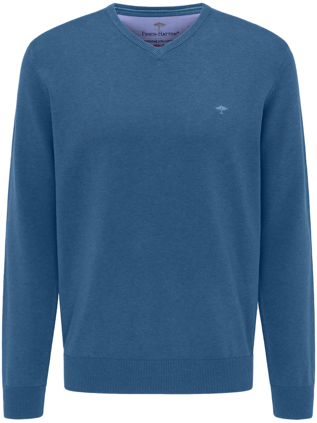 FYNCH-HATTON Strickpullover »FYNCH-HATTON Pullover mit V-Kragen« aus Baumwolle, mit V-Ausschnitt, bequeme Passform