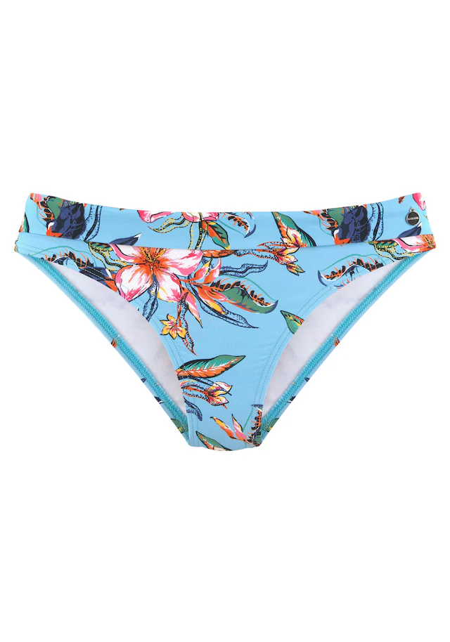 LASCANA Bikini-Hose »Malia« mit Umschlagbund mit tropischem Print