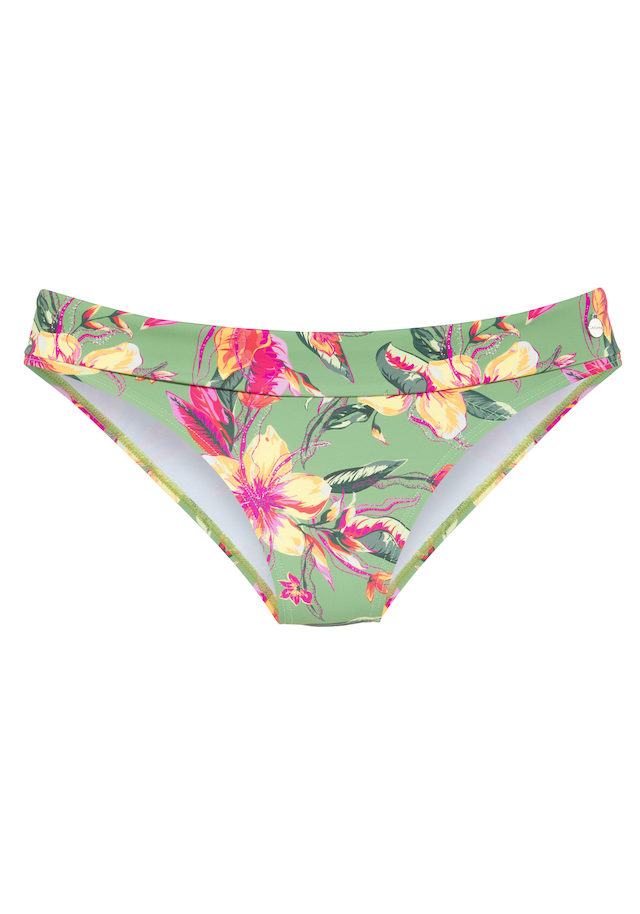 LASCANA Bikini-Hose »Malia« mit Umschlagbund mit tropischem Print