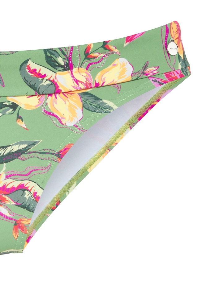 LASCANA Bikini-Hose »Malia« mit Umschlagbund mit tropischem Print