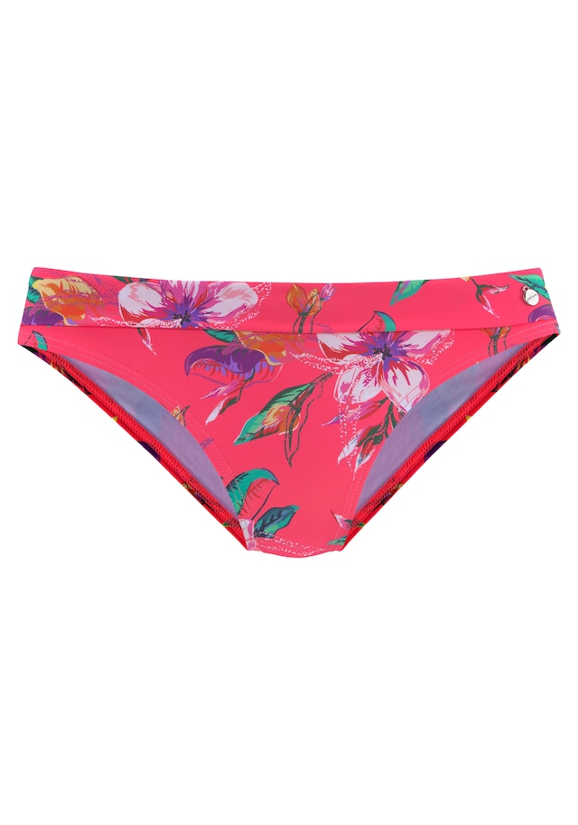 LASCANA Bikini-Hose »Malia« mit Umschlagbund mit tropischem Print