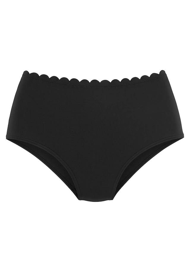 LASCANA Highwaist-Bikini-Hose »Scallop« mit gelaserter Wellenkante